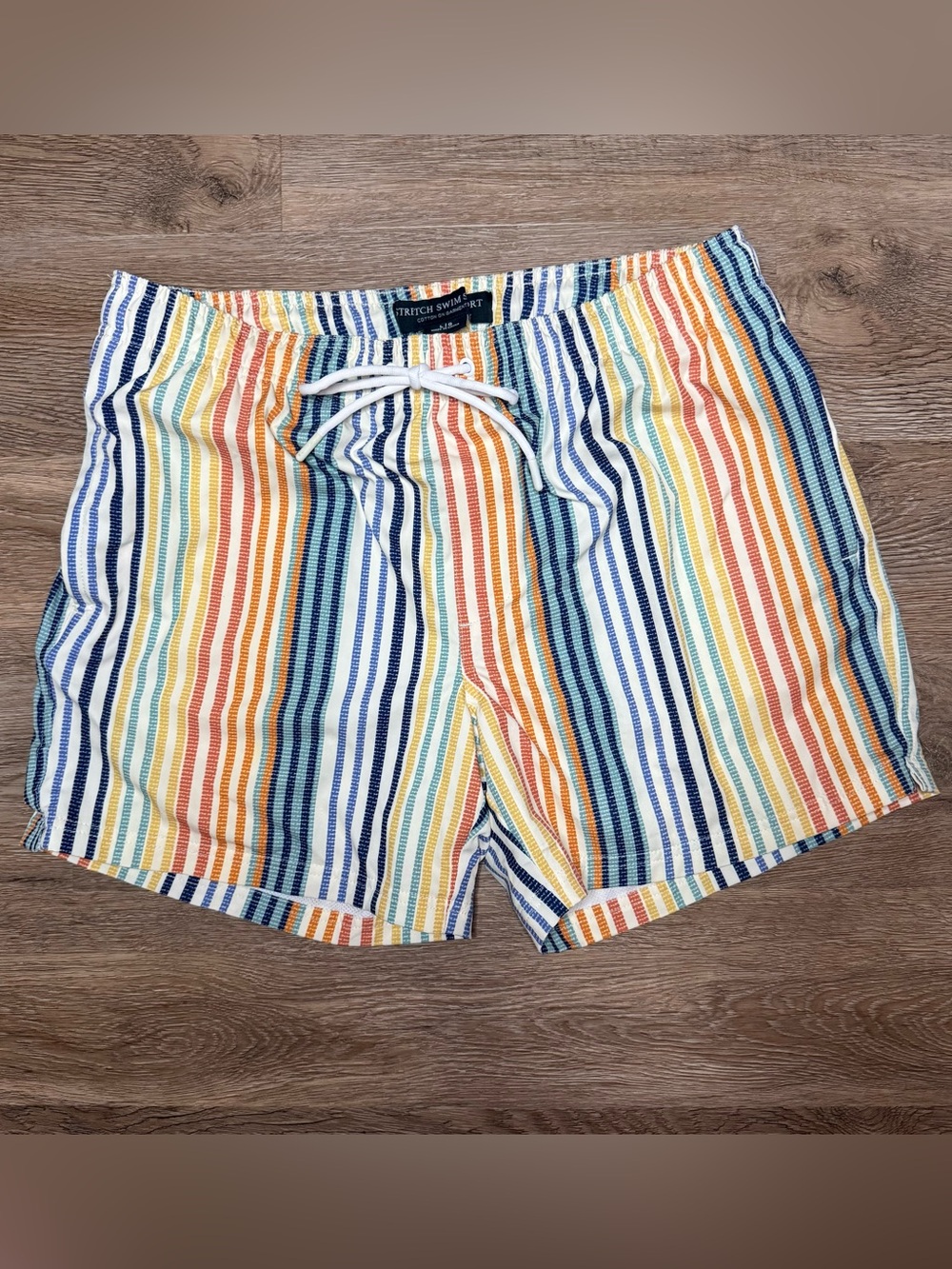 Cotton On Men’s Retro Striped Multicolor Swim Trunks - Stretch Swim
